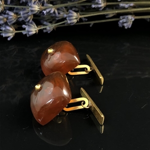 Запонки из формованного янтаря, СССР, 1976 год 001426 - фото 4477