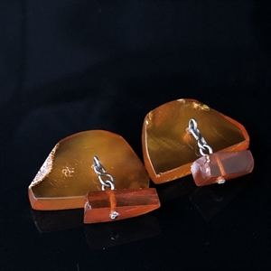 Запонки из цельного природного янтаря, СССР, 1970-1980-е гг. 001413 - фото 4496