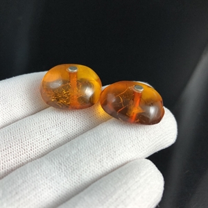 Запонки из цельных кусков янтаря, СССР, 1970-1980-е гг. 001751 - фото 4518