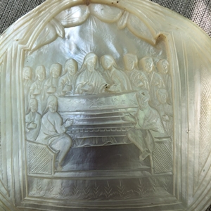 Икона на раковине (перламутр), «Тайная вечеря», Палестина, XIX век 000027 - фото 4632