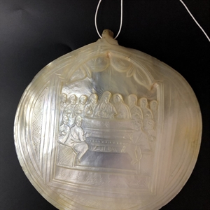 Икона на раковине (перламутр), «Тайная вечеря», Палестина, XIX век 000027 - фото 4634