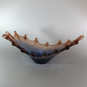 Конфетница «Волна», гутное стекло, СССР, 1970-е гг. 001565 - фото 6751