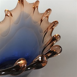 Конфетница «Волна», гутное стекло, СССР, 1970-е гг. 001565 - фото 6758