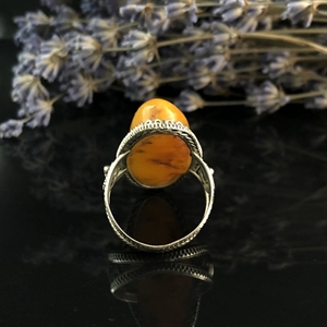 Крупный перстень с натуральным природным янтарем, СССР, 1980-е гг. 001475 - фото 7061