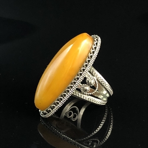 Крупный перстень с натуральным природным янтарем, СССР, 1980-е гг. 001475 - фото 7063