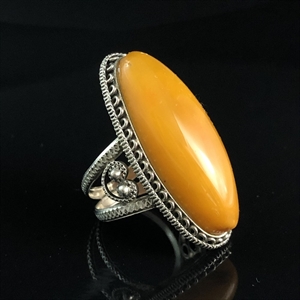 Крупный перстень с натуральным природным янтарем, СССР, 1980-е гг. 001475 - фото 7064