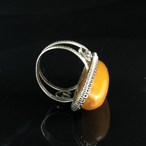 Крупный перстень с натуральным природным янтарем, СССР, 1980-е гг. 001475 - фото 7065