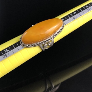 Крупный перстень с натуральным природным янтарем, СССР, 1980-е гг. 001475 - фото 7069