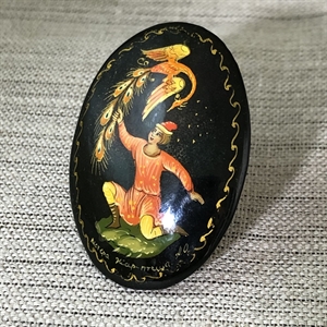 Лаковая брошь-миниатюра «Жар-птица», СССР, Мстера, 1980-90 гг. 001172 - фото 7656