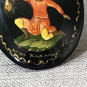 Лаковая брошь-миниатюра «Жар-птица», СССР, Мстера, 1980-90 гг. 001172 - фото 7657