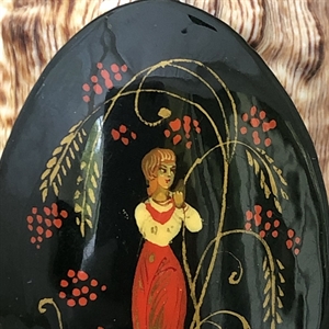 Лаковая брошь-миниатюра «Рябинушка», СССР, Мстёра, 1980-90 гг. 001344 - фото 7753