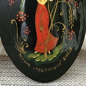Лаковая брошь-миниатюра «Рябинушка», СССР, Мстёра, 1980-90 гг. 001344 - фото 7754