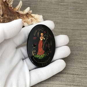 Лаковая брошь-миниатюра «Рябинушка», СССР, Мстёра, 1980-90 гг. 001345 - фото 7762