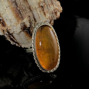 Перстень с янтарем (природный балтийский янтарь, мельхиор), СССР, 1970-1980-е гг. 000705 - фото 9322