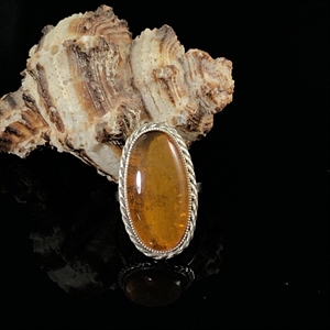 Перстень с янтарем (природный балтийский янтарь, мельхиор), СССР, 1970-1980-е гг. 000705 - фото 9323