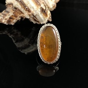 Перстень с янтарем (природный балтийский янтарь, мельхиор), СССР, 1970-1980-е гг. 000705 - фото 9326