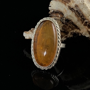 Перстень с янтарем (природный балтийский янтарь, мельхиор), СССР, 1970-1980-е гг. 000705 - фото 9327